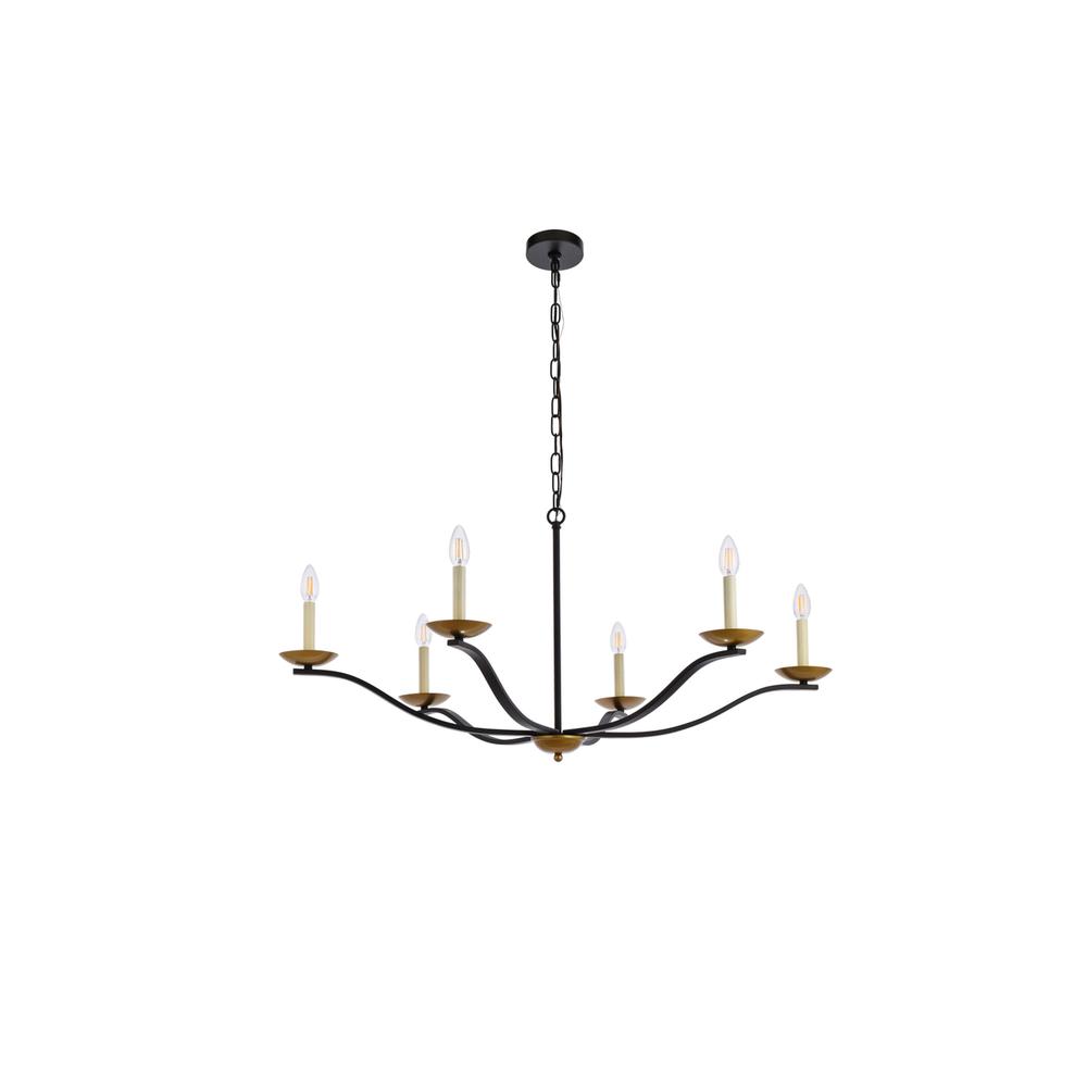Trey 42 Inch Pendant In Black And Brass. Picture 6