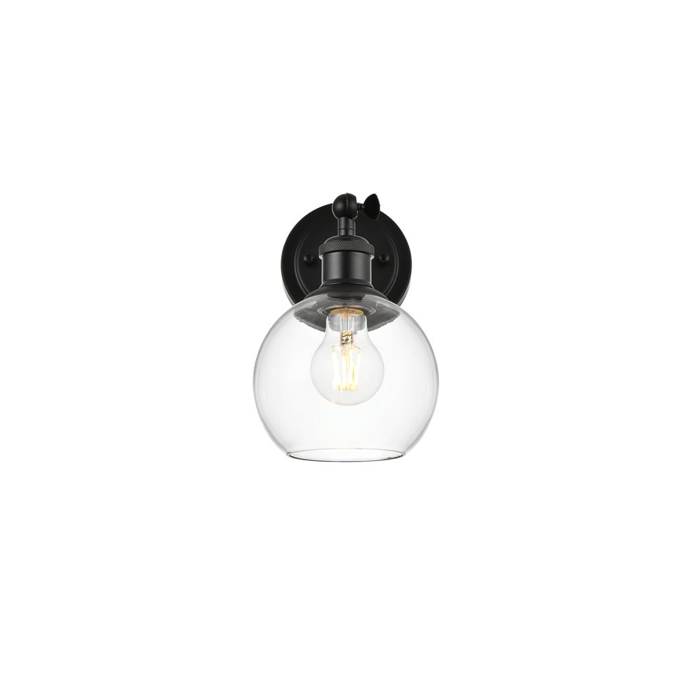 Kai 1 Light Black And Clear Bath Sconce. Picture 1