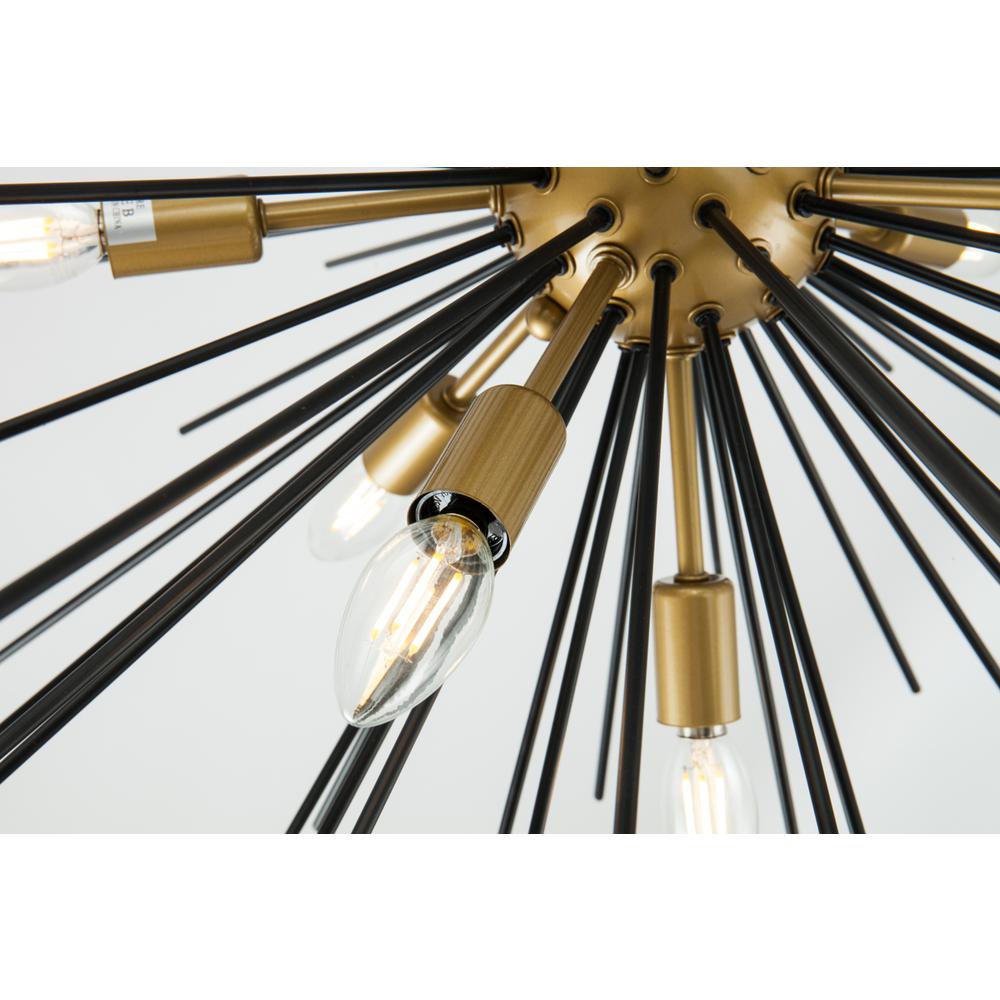 Timber 8 Light Brass And Black Pendant. Picture 12