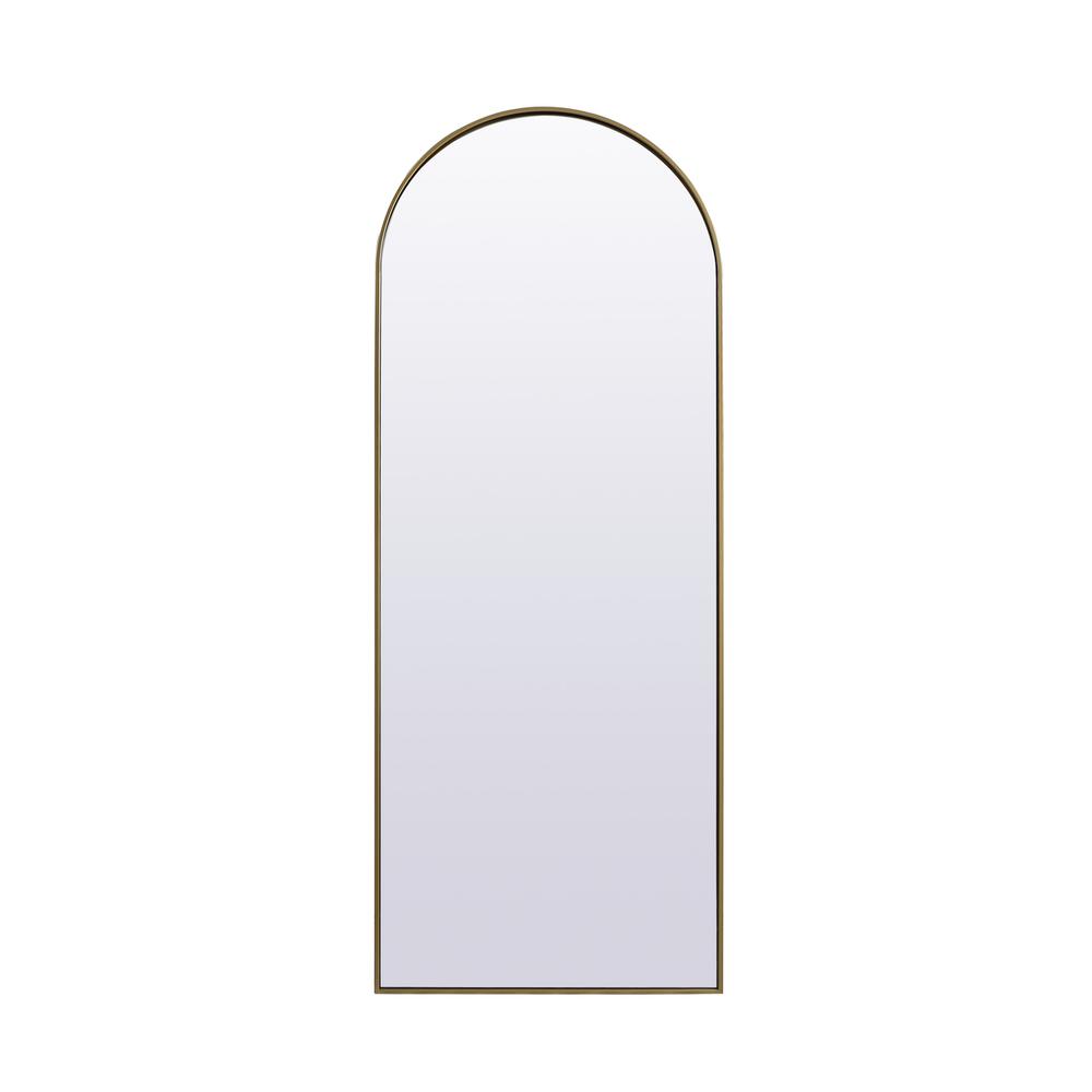 Metal Frame Arch Full Length Mirror 28X74 Inch In Brass. Picture 1