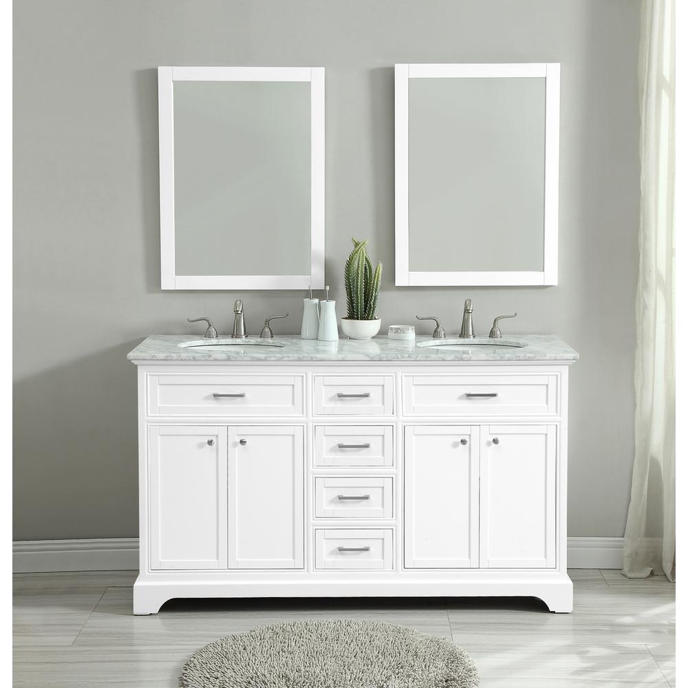 60 In. Double Bathroom Vanity Set In White. Picture 9