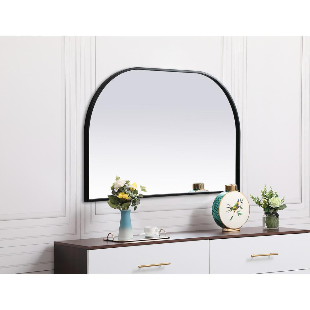Metal Frame Arch Mirror 39X24 Inch In Black. Picture 2