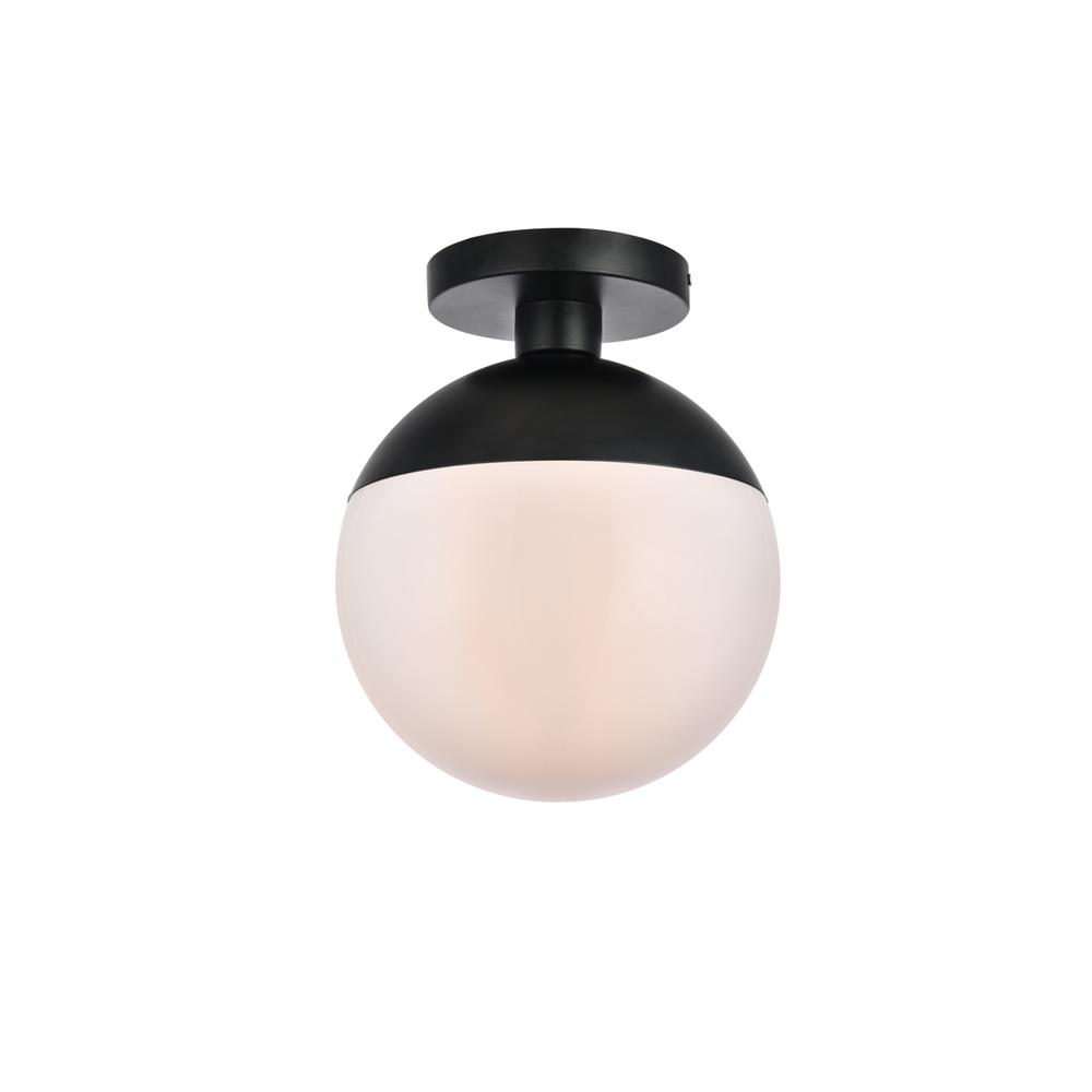 Eclipse 1 Light Black Flush Mount With Frosted White Glass. Picture 2