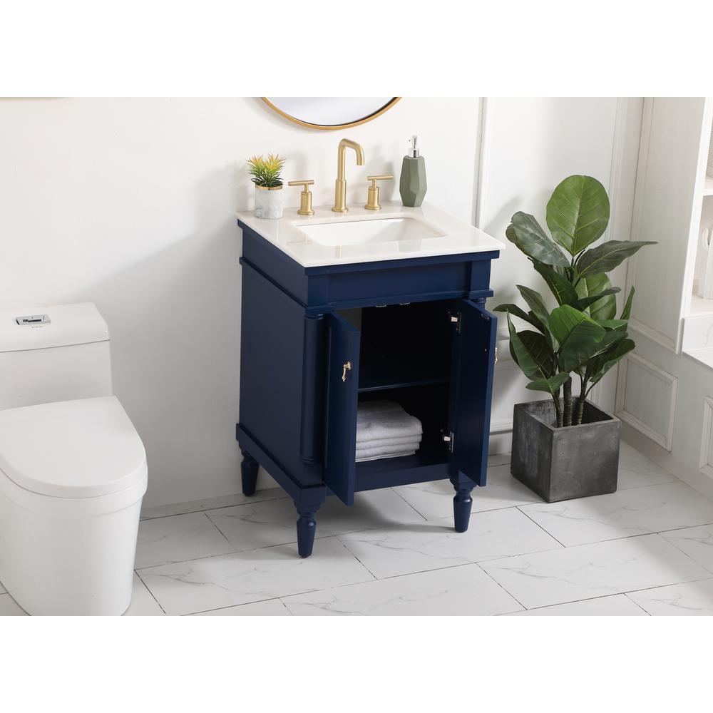24 Inch Single Bathroom Vanity In Blue. Picture 3