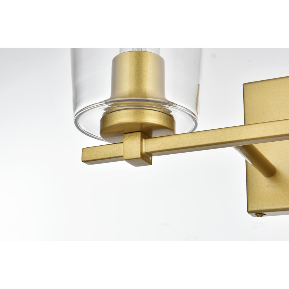 Kacey 2 Light Brass And Clear Bath Sconce. Picture 5