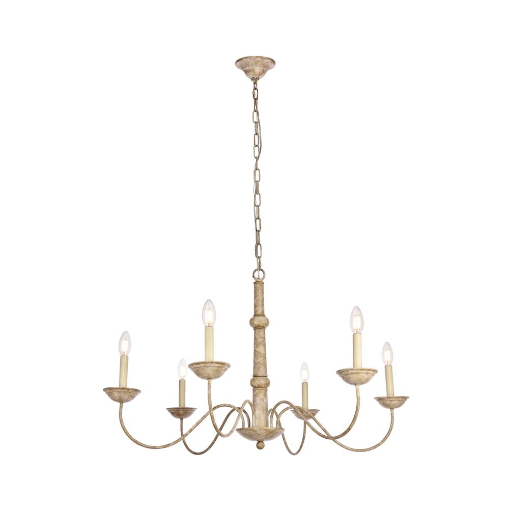 Merritt Collection Chandelier D35 H21.6 Lt:6 Weathered Dove Finish. Picture 2