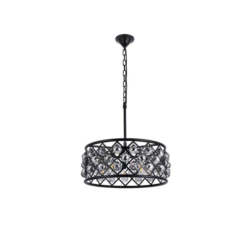 Madison 5 Light Matte Black Chandelier Silver Shade (Grey) Royal Cut Crystal. Picture 6