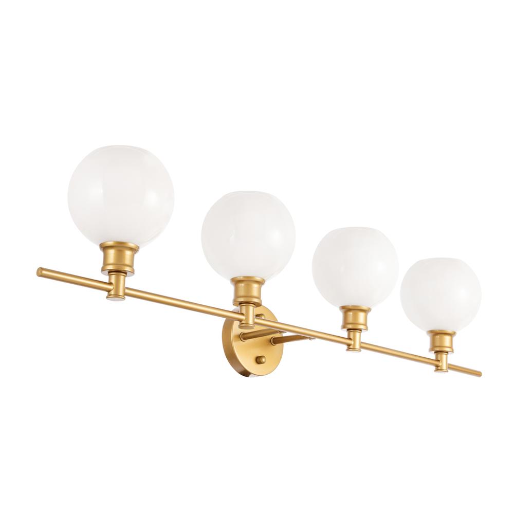 Collier 4 Light Brass And Frosted White Glass Wall Sconce. Picture 8