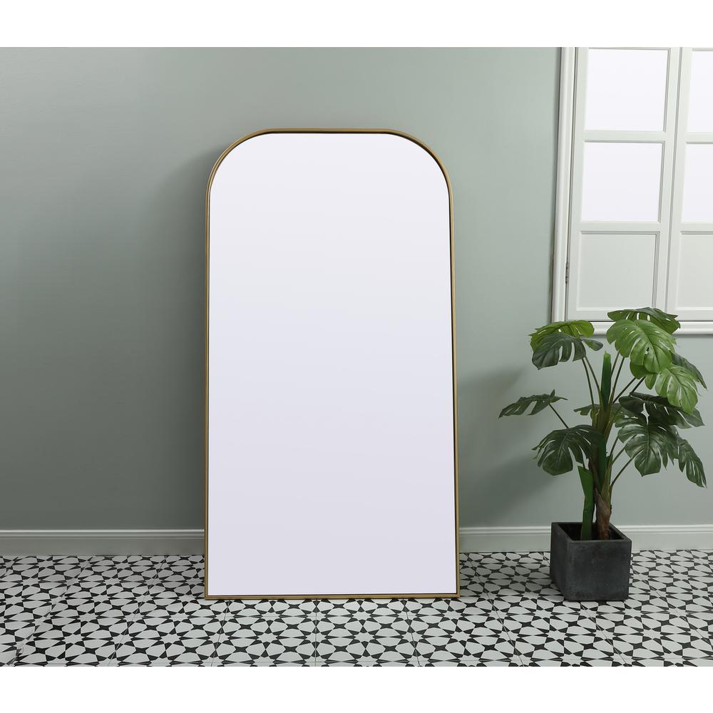 Metal Frame Arch Full Length Mirror 35X66 Inch In Brass. Picture 11