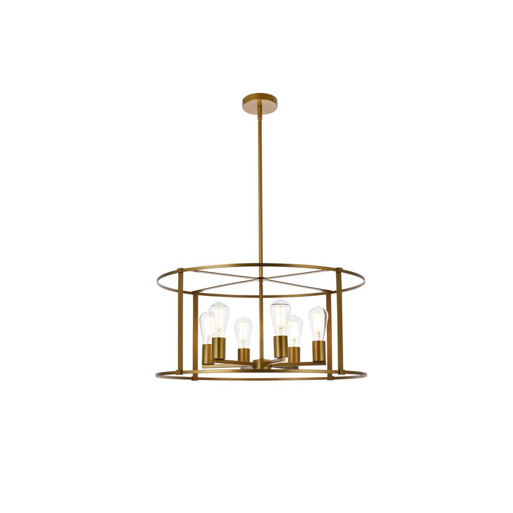Agnys 6 Lights Pendant In Brass. Picture 1