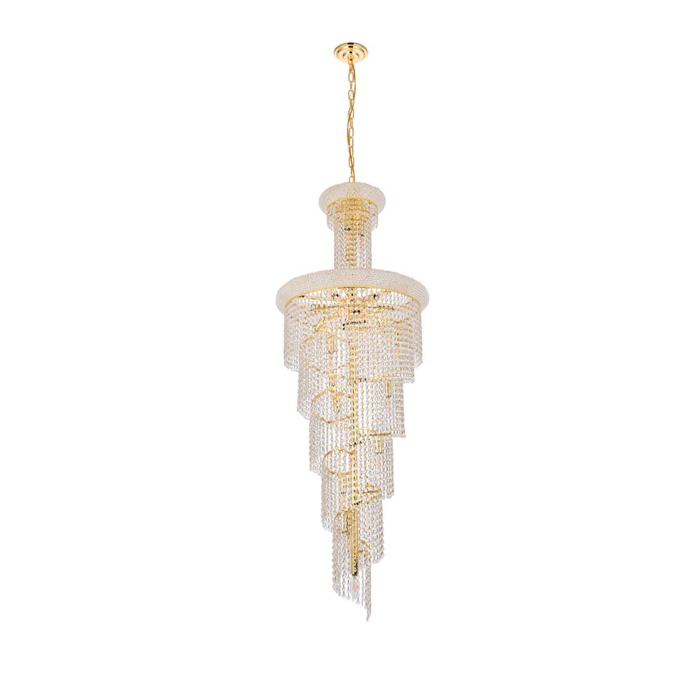 Spiral 22 Light Gold Chandelier Clear Royal Cut Crystal. Picture 6