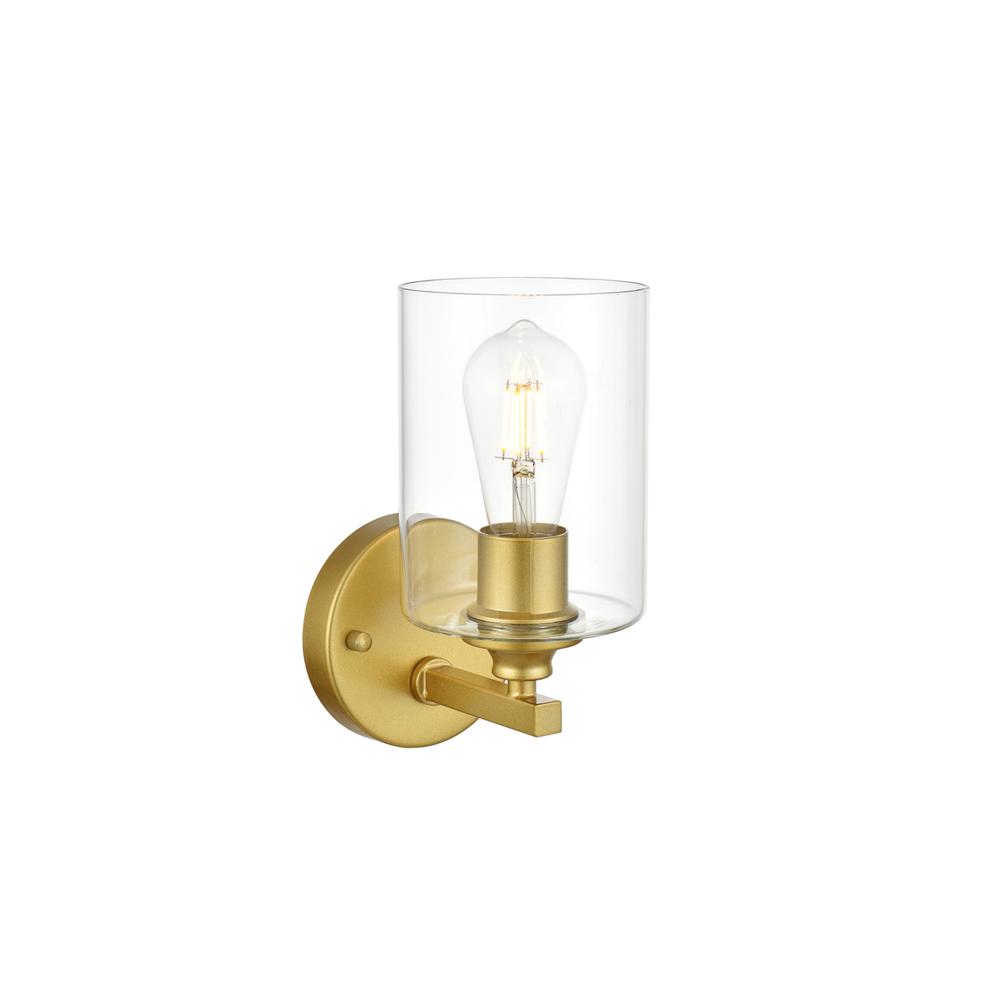 Mayson 1 Light Brass And Clear Bath Sconce. Picture 3