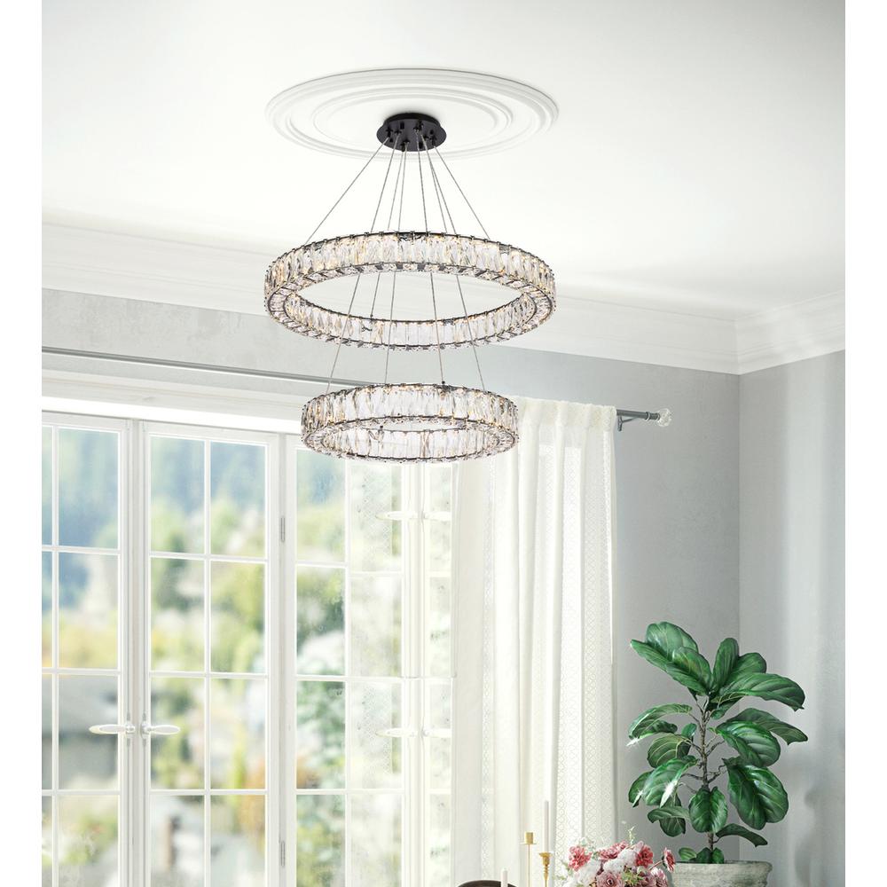 Monroe 28 Inch Led Double Ring Chandelier In Black. Picture 8