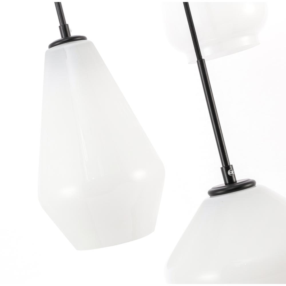 Gene 3 Light Black And Frosted White Glass Pendant. Picture 10