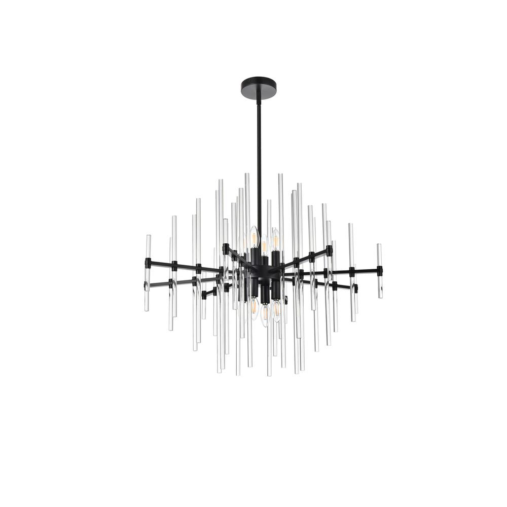 Sienna 31 Inch Crystal Rod Pendant In Black. Picture 6