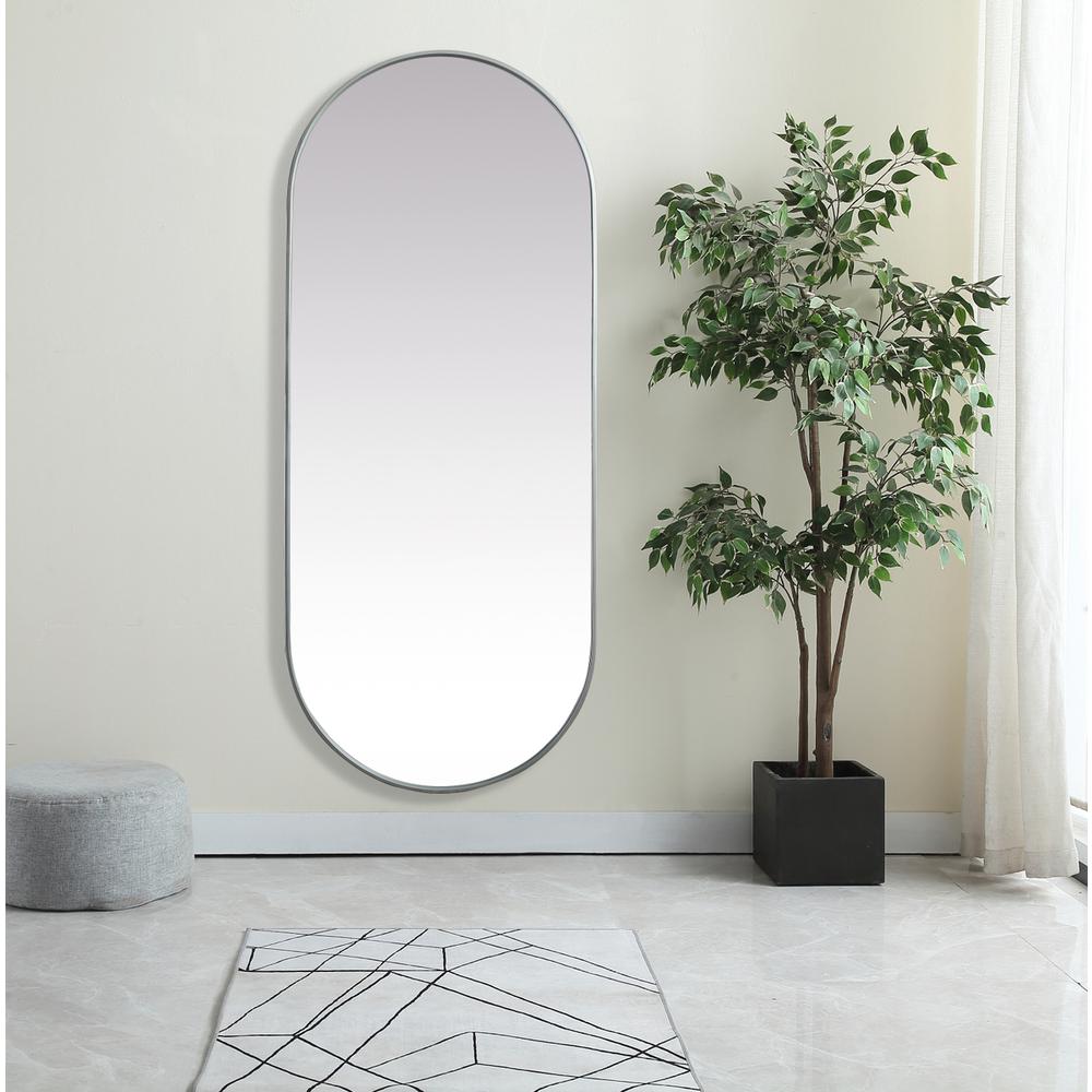 Metal Frame Oval Mirror 30X72 Inch In Silver. Picture 11