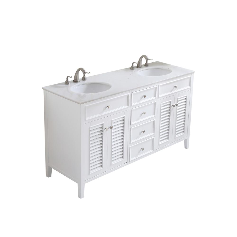 60 In. Double Bathroom Vanity Set In White. Picture 2