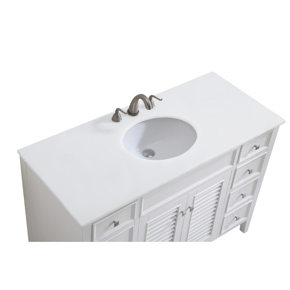 48 Inch Single Bathroom Vanity In White With Ivory White Engineered Marble. Picture 6