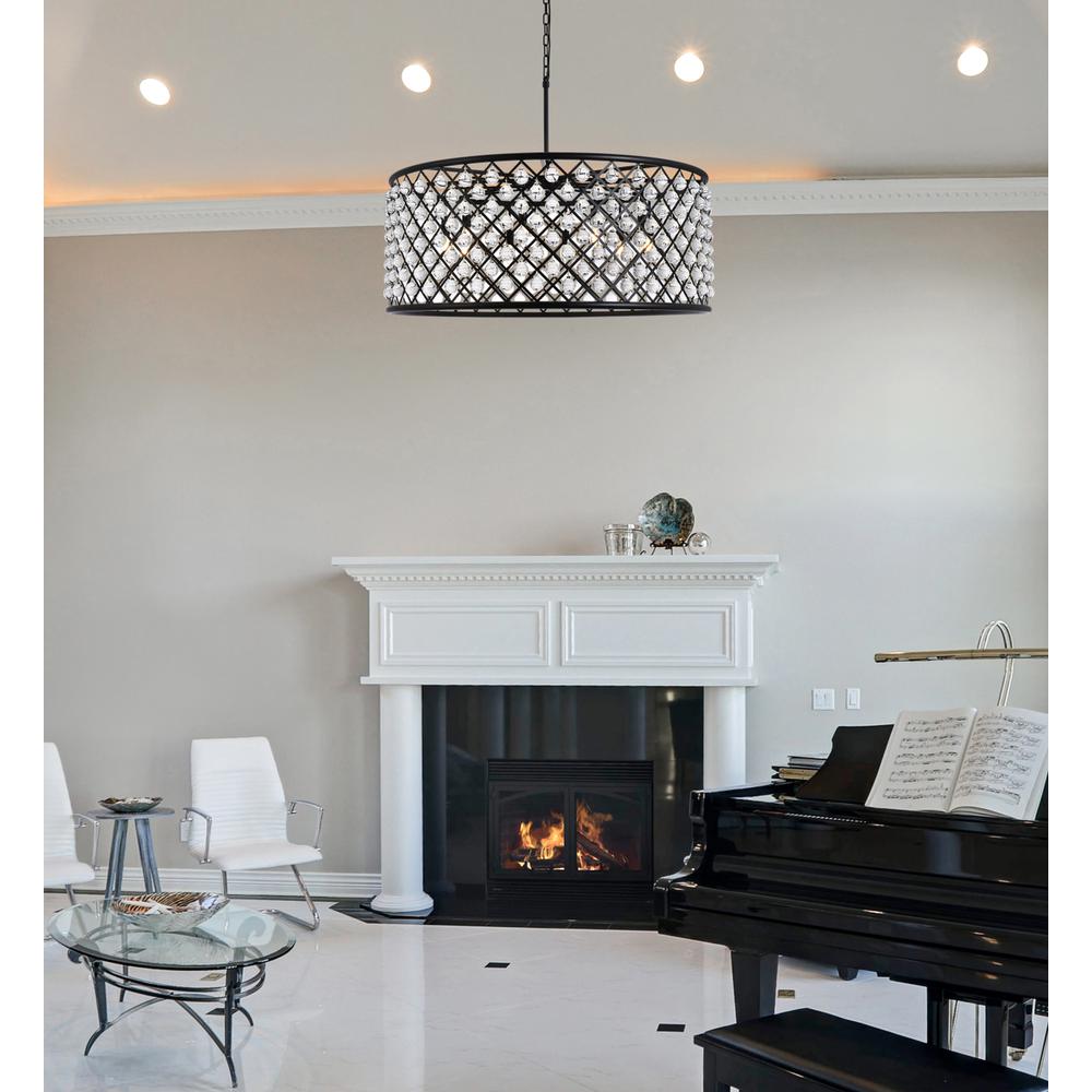 Madison 10 Light Matte Black Chandelier Clear Royal Cut Crystal. Picture 8