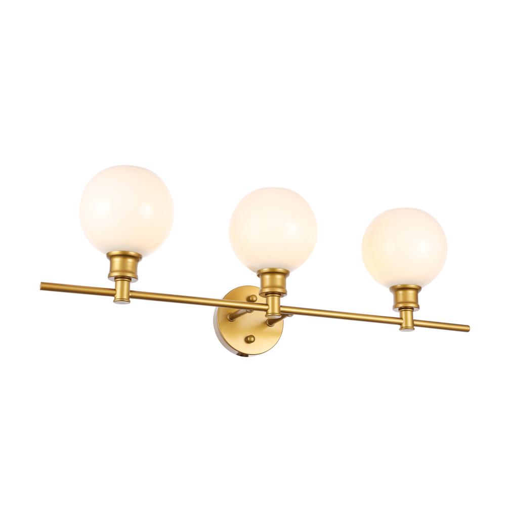 Collier 3 Light Brass And Frosted White Glass Wall Sconce. Picture 3