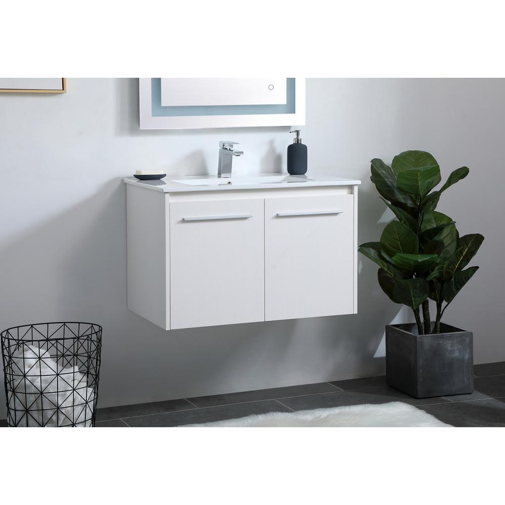 30 Inch  Single Bathroom Floating Vanity In White. Picture 2