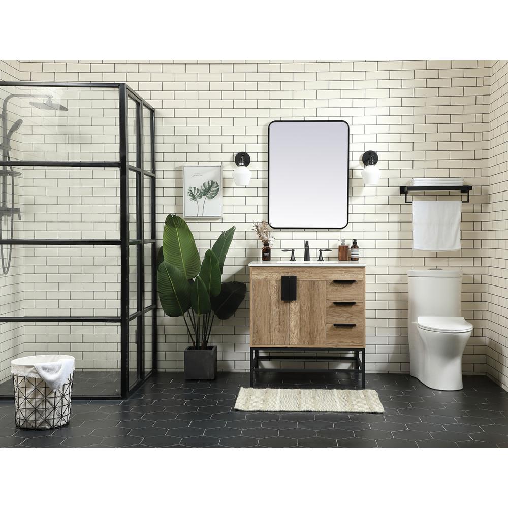 32 Inch Single Bathroom Vanity In Natural Oak. Picture 4