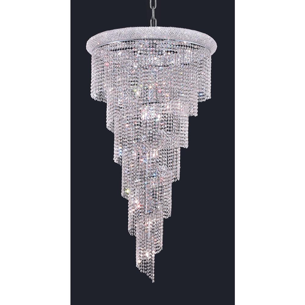 Spiral 22 Light Chrome Chandelier Clear Royal Cut Crystal. Picture 1