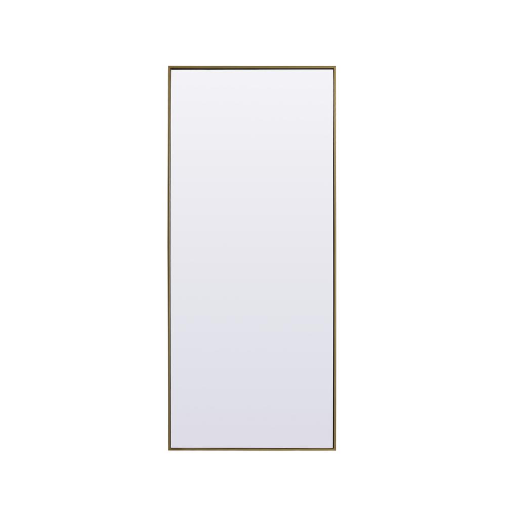 Metal Frame Rectangle Full Length Mirror 30X72 Inch In Brass. Picture 1