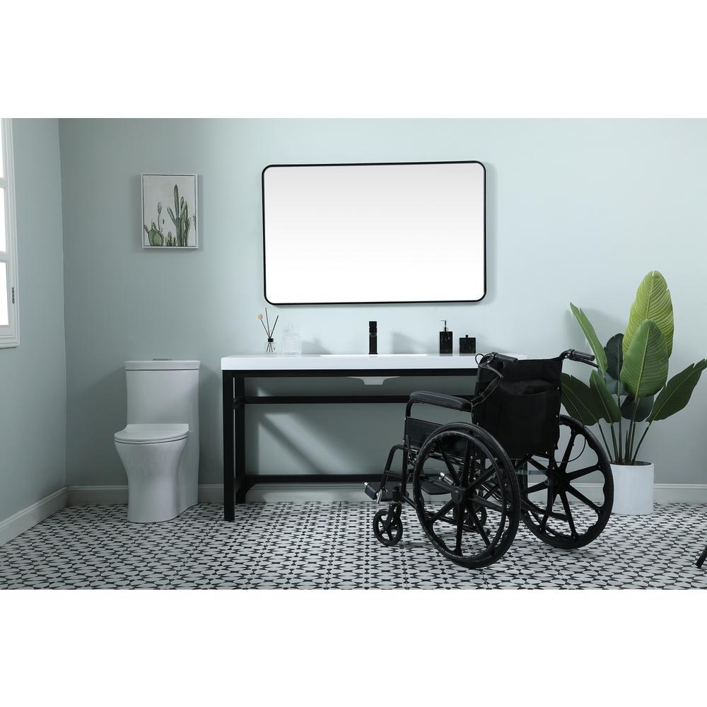 60 Inch Ada Compliant Single Bathroom Metal Vanity In Black. Picture 4