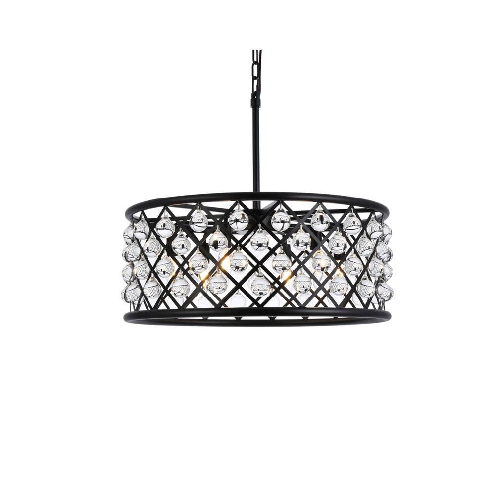 Madison 6 Light Matte Black Chandelier Clear Royal Cut Crystal. Picture 2