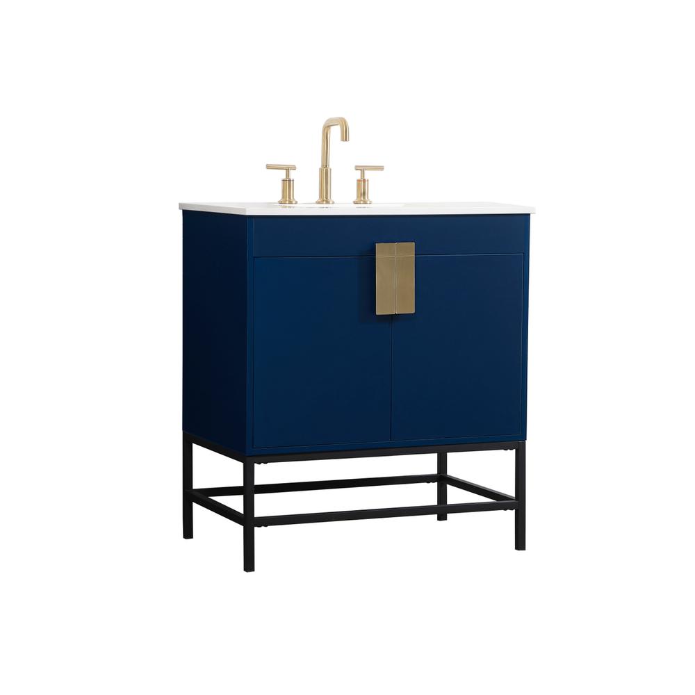 30 inch Single bathroom vanity in blue. Picture 7