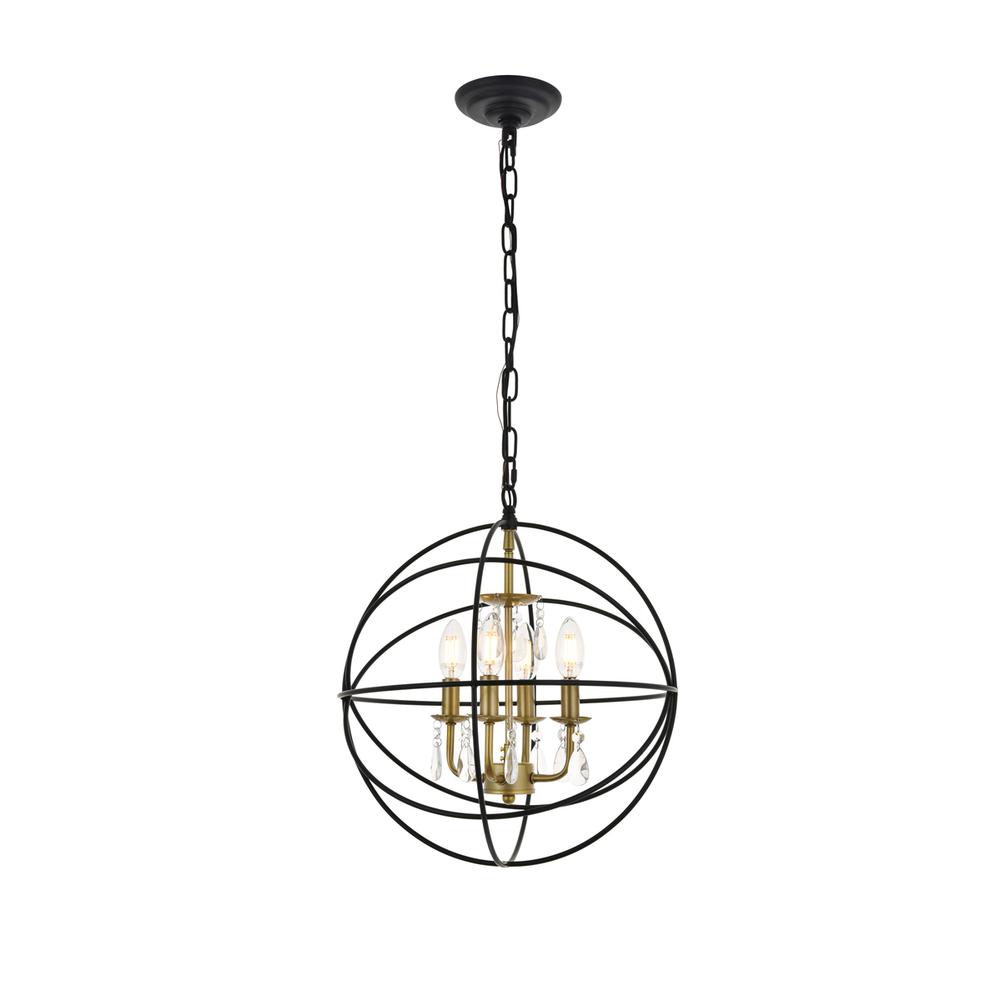 Wallace 4 Light Matte Black And Brass Pendant. Picture 5