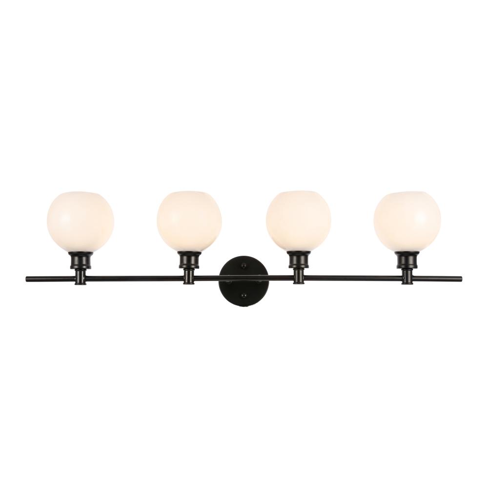 Collier 4 Light Black And Frosted White Glass Wall Sconce. Picture 1