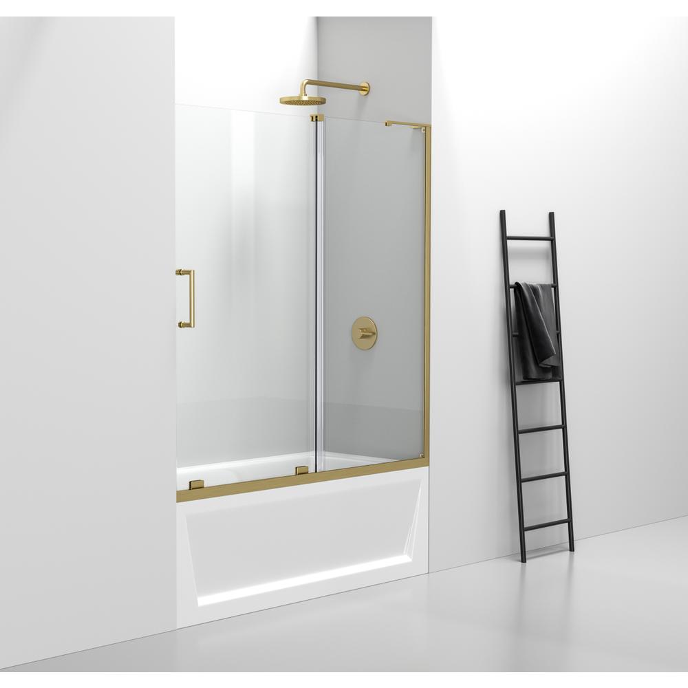 Frameless Tub Door 60 X 60 Brushed Gold. Picture 3