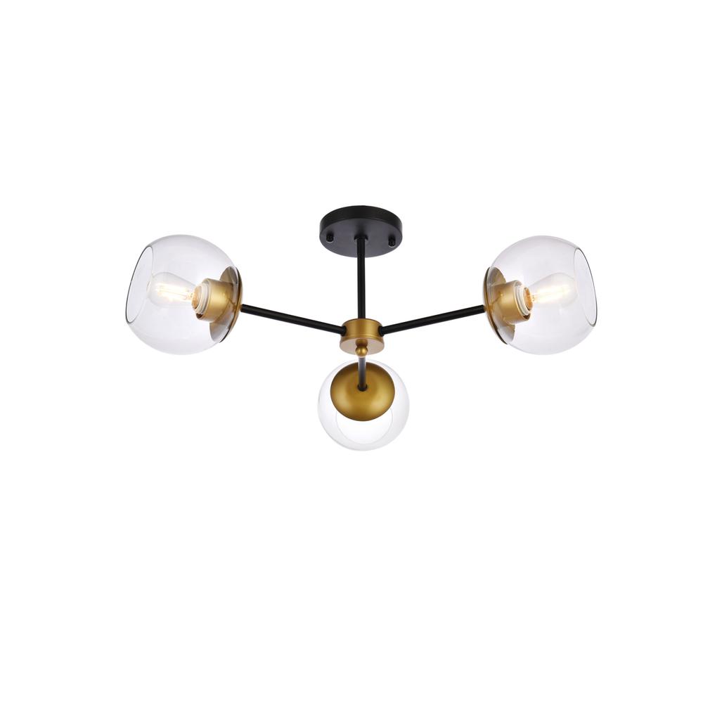 Briggs 26 Inch Flush Mount In Black And Brass With Clear Shade. Picture 2