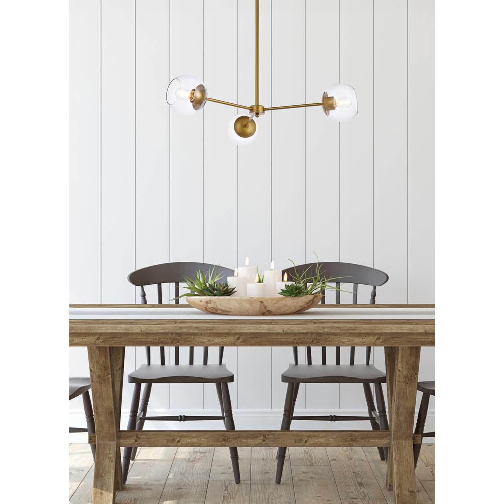 Briggs 32 Inch Pendant In Brass With Clear Shade. Picture 8