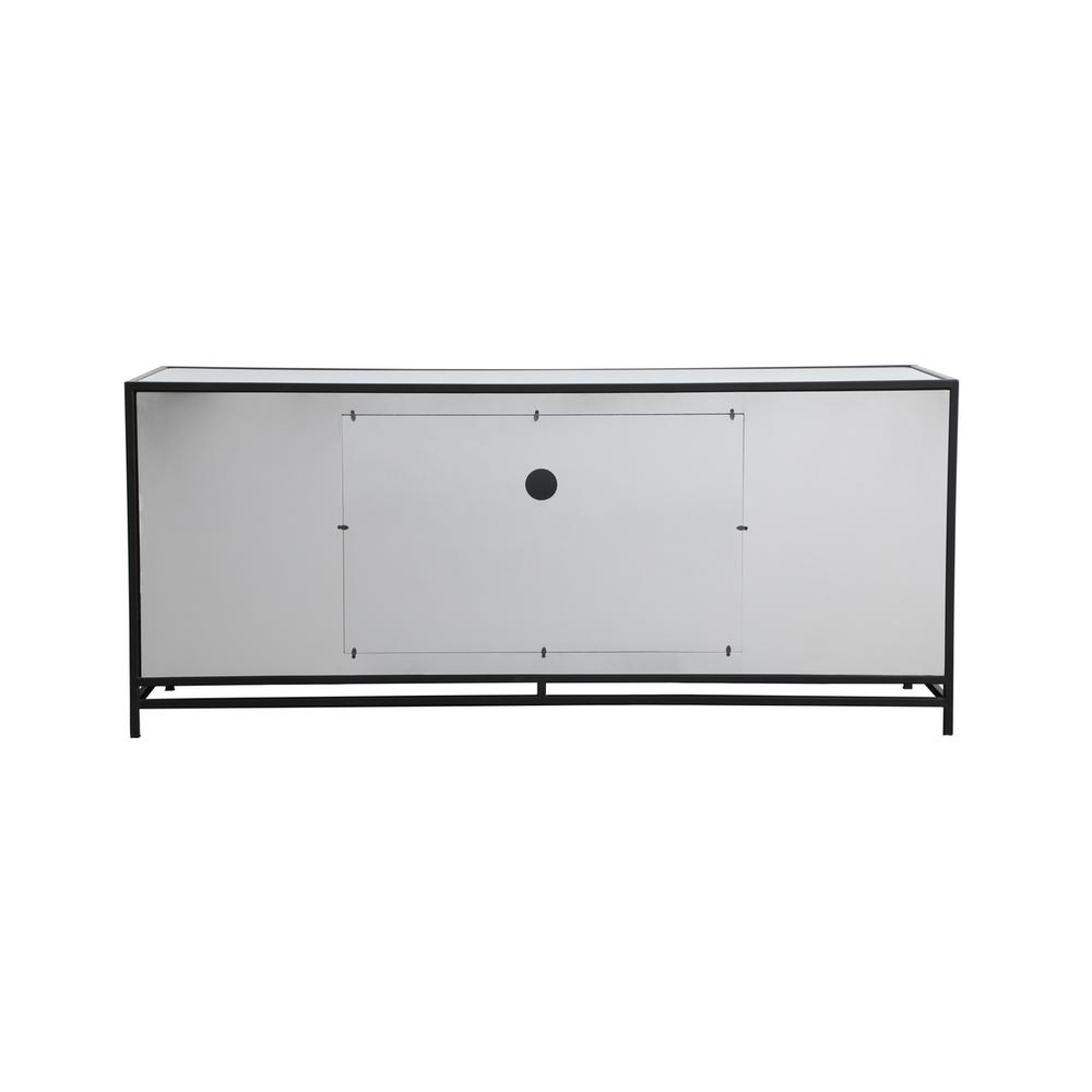 James 60 In. Mirrored Tv Stand With Crystal Fireplace In Black. Picture 12