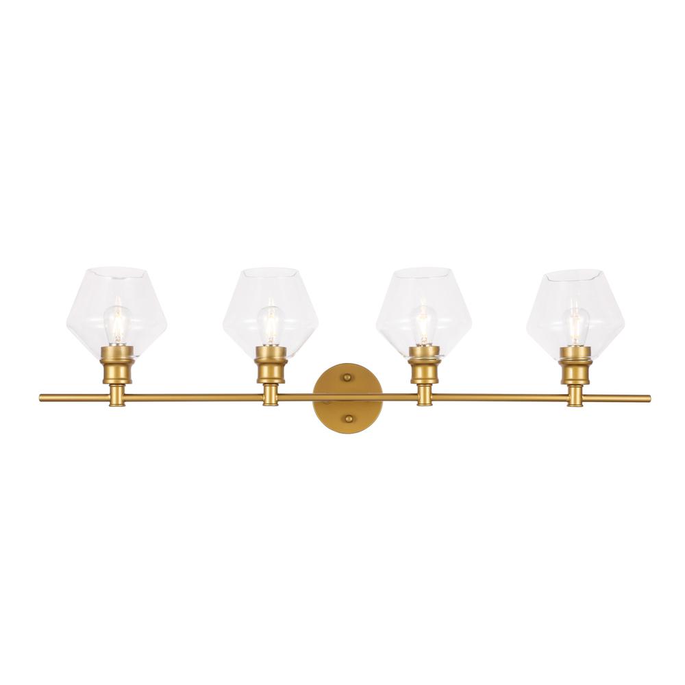 Gene 4 Light Brass And Clear Glass Wall Sconce. Picture 1