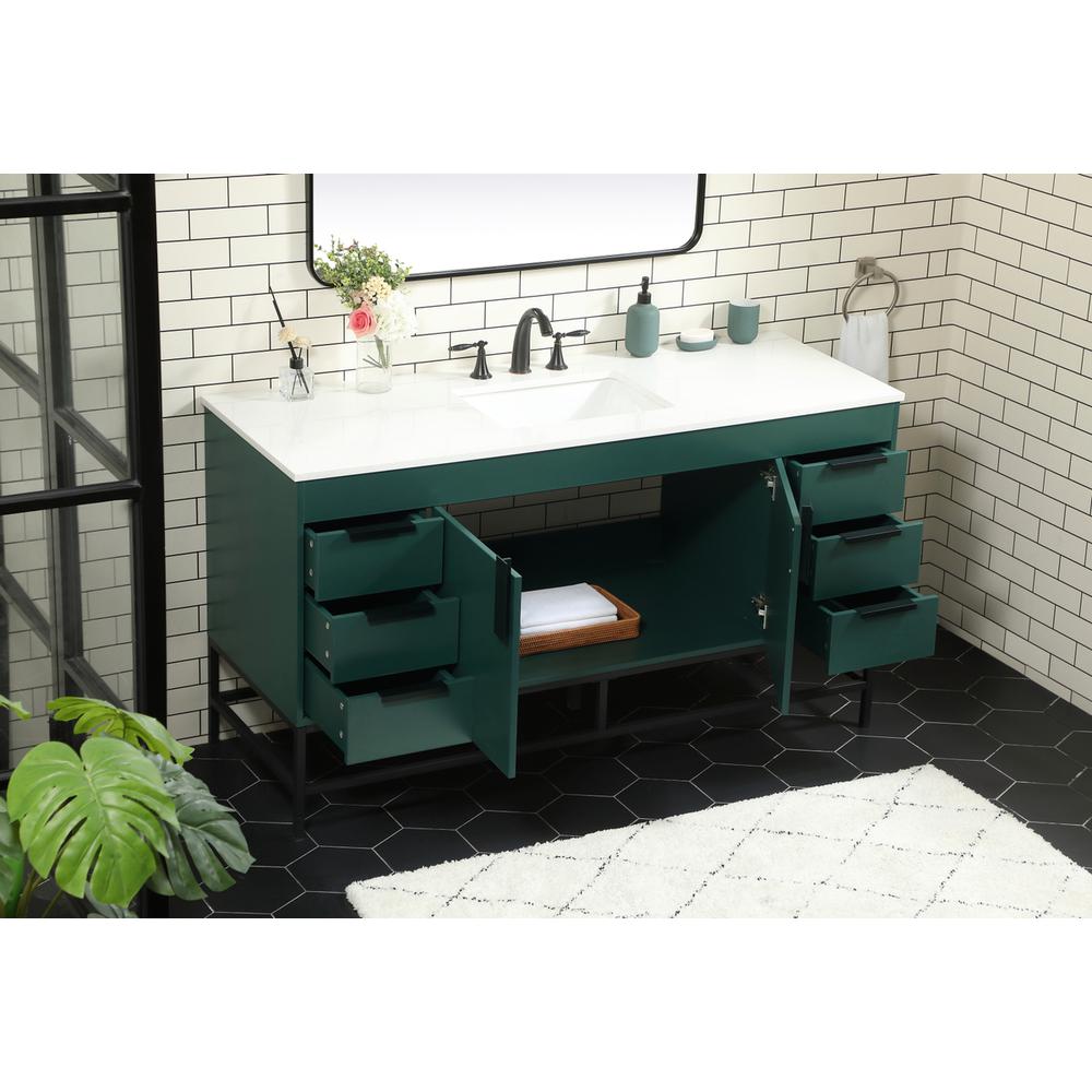 60 Inch Single Bathroom Vanity In Green. Picture 3