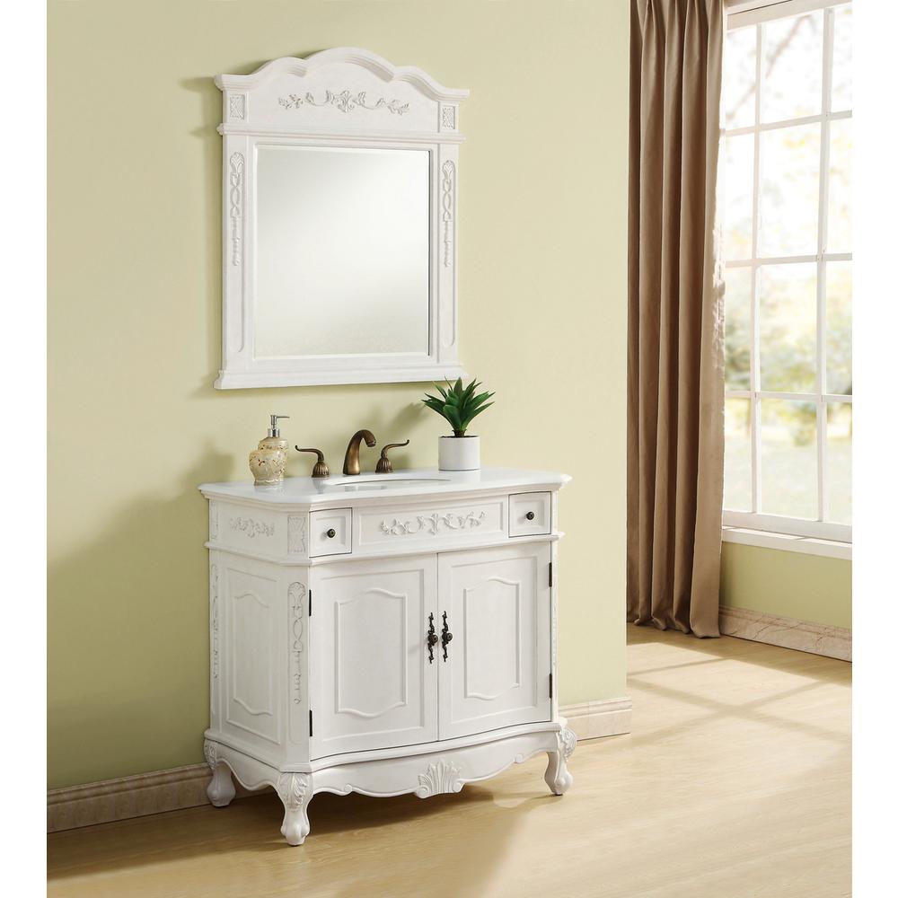 36 Inch Single Bathroom Vanity In Antique White. Picture 11