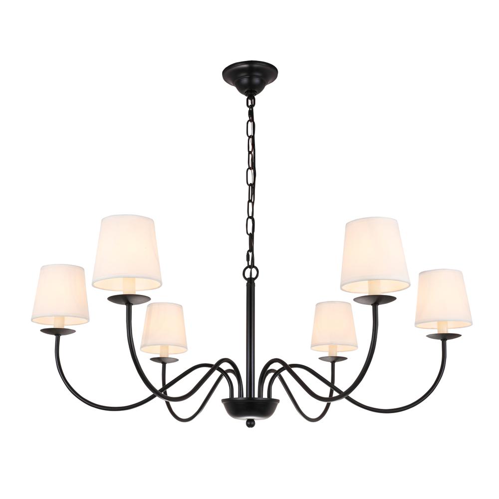 Eclipse 6 Light Black And White Shade Chandelier. Picture 4