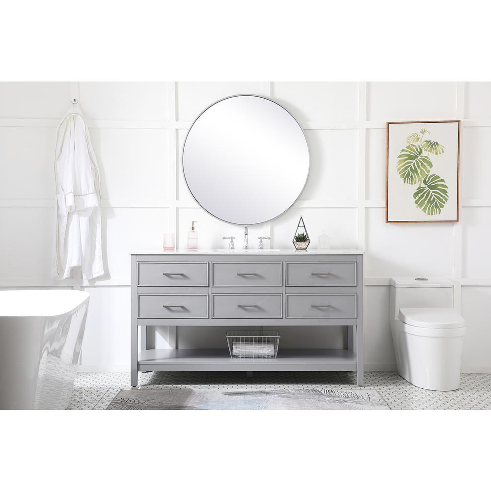 60 Inch Single Bathroom Vanity In Gray. Picture 4