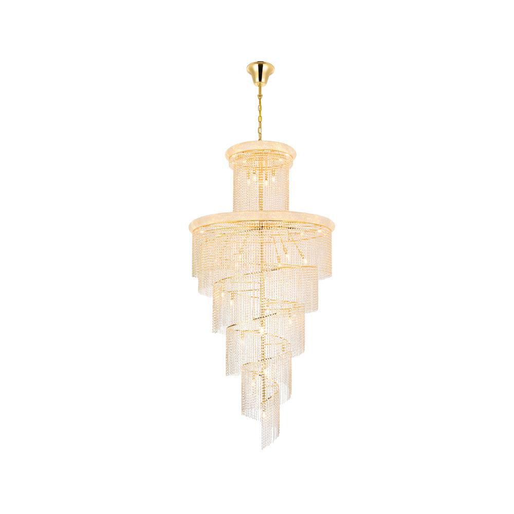 Spiral 41 Light Gold Chandelier Clear Royal Cut Crystal. Picture 1
