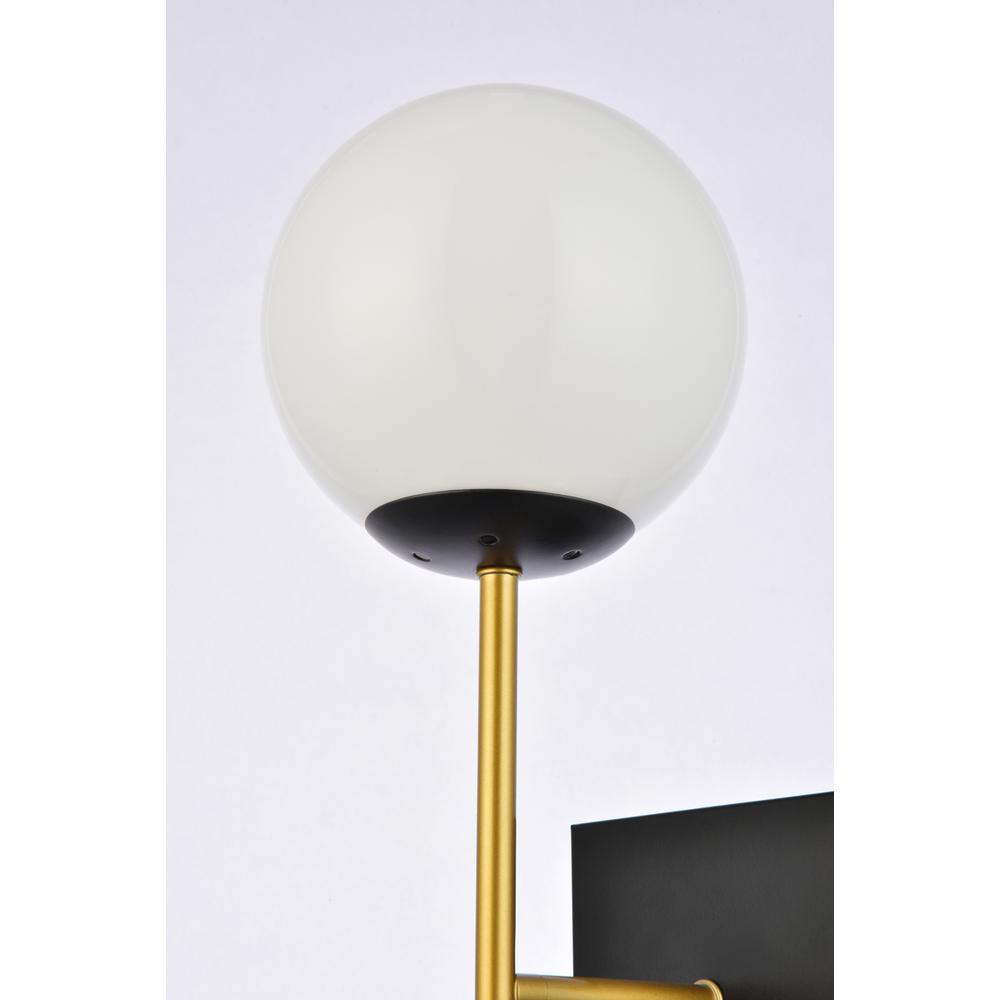 Neri 1 Light Black And Brass And White Glass Wall Sconce. Picture 4