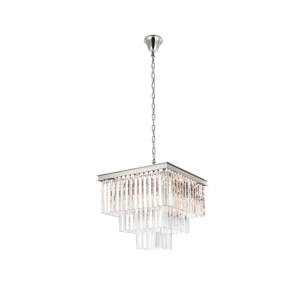 Sydney 21.5 Inch Square Crystal Chandelier In Polished Nickel. Picture 1