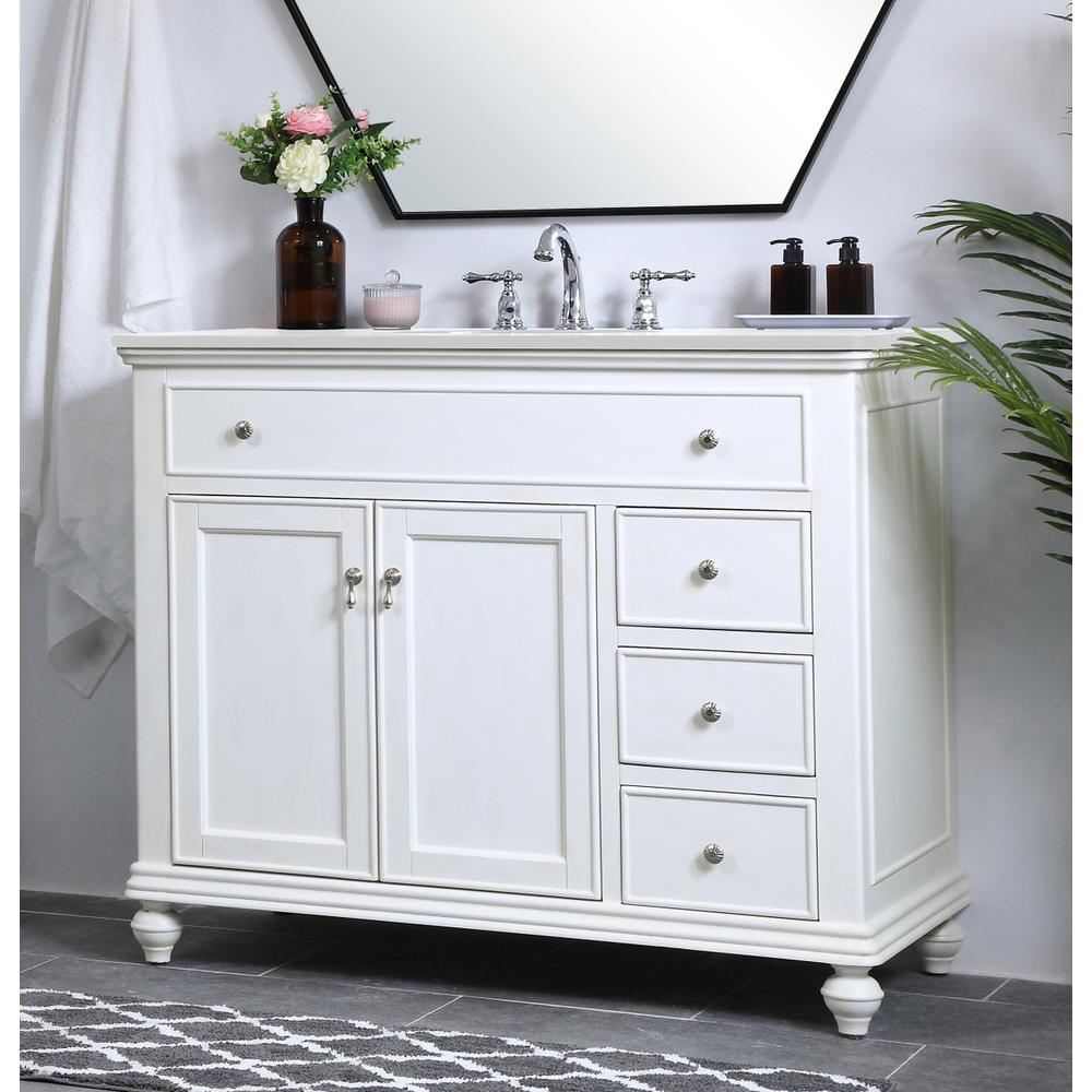 42 Inch Single Bathroom Vanity In Antique White. Picture 2