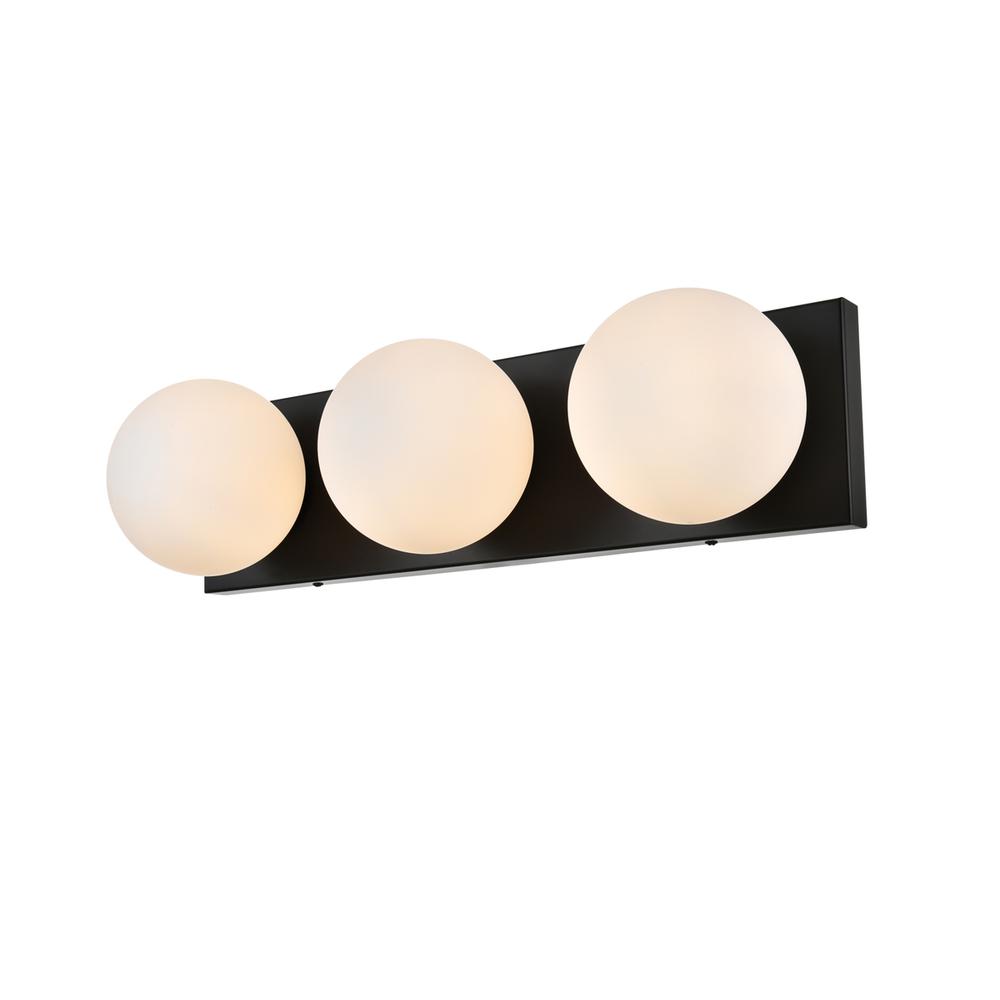 Jaylin 3 Light Black And Frosted White Bath Sconce. Picture 2