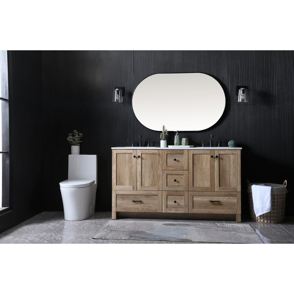 60 Inch Double Bathroom Vanity In Natural Oak. Picture 4