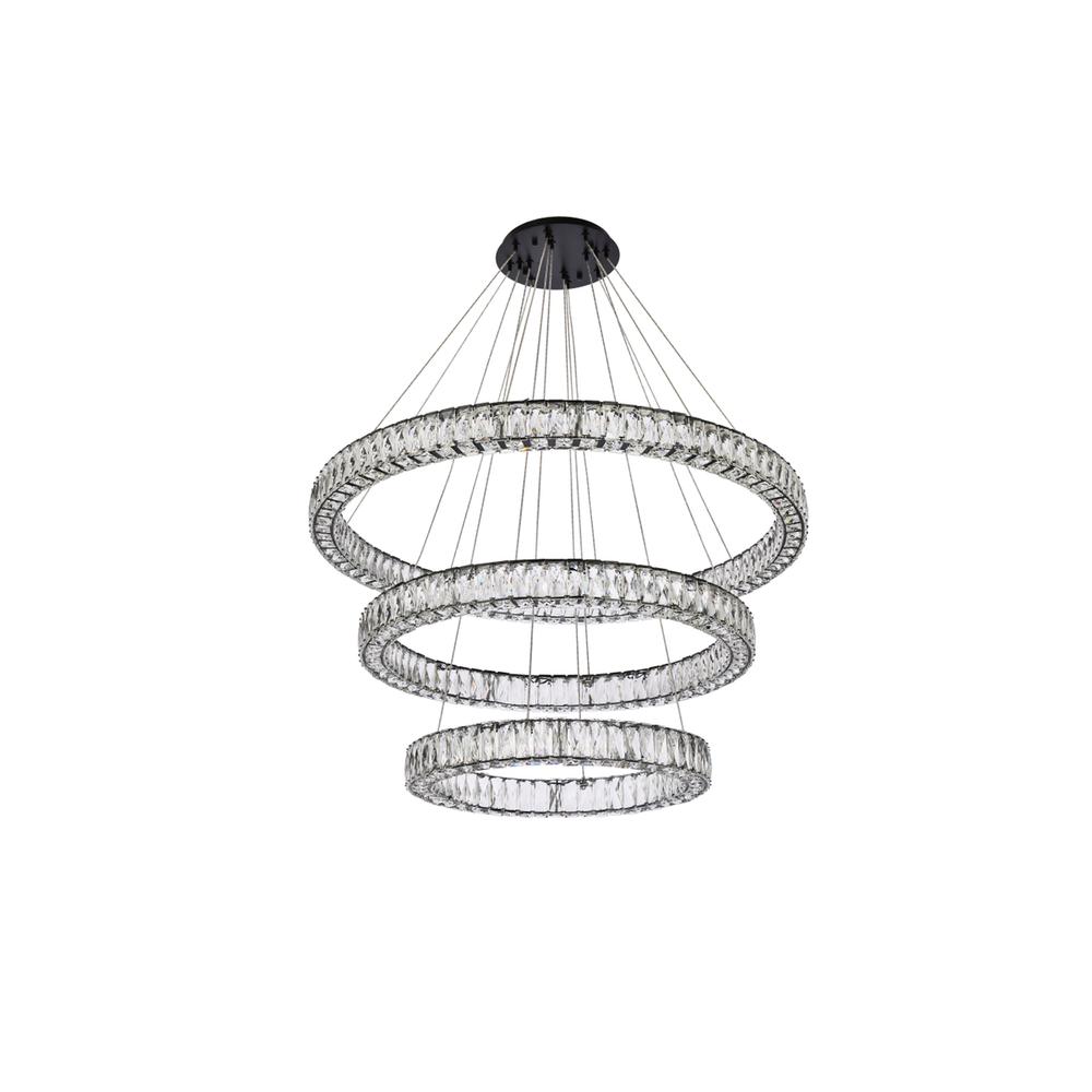 Monroe 41 Inch Led Triple Ring Chandelier In Black. Picture 6