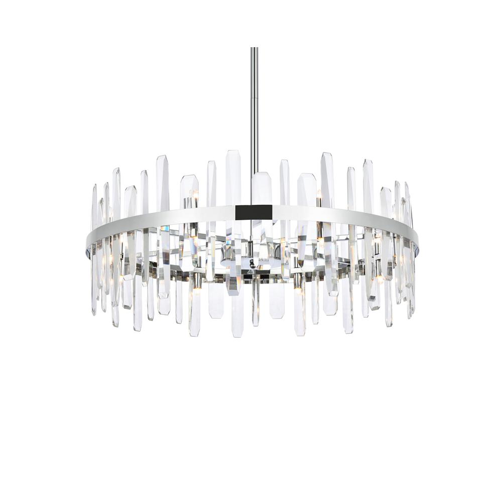 Serena 32 Inch Crystal Round Chandelier In Chrome. Picture 2